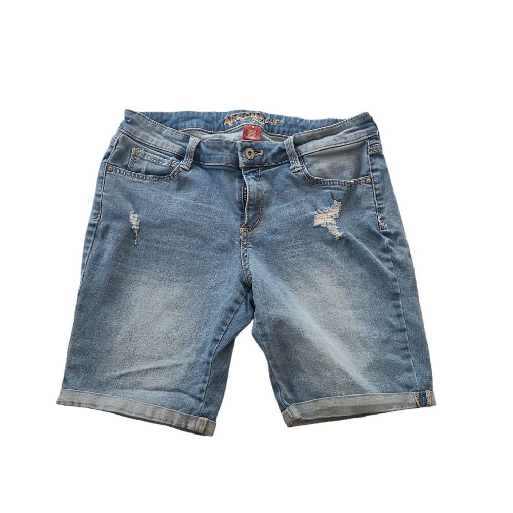 EUC Arizona Jeans women's Destroyed distressed denim Jean shorts, 11 blue